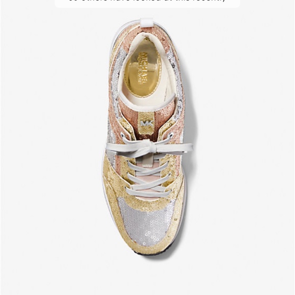 New Michael Kors Georgie Color-Block Sequined Canvas Trainer - Picture 4 of 4